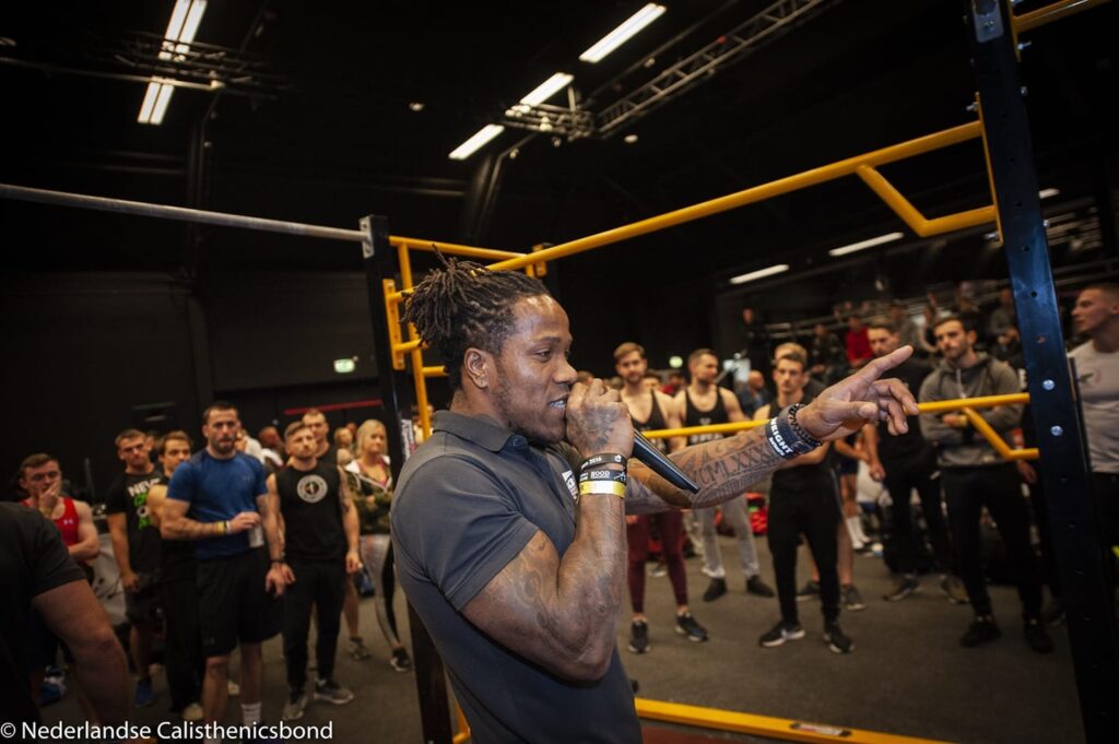 Rico Mesa at a calisthenics competition in The Netherlands.